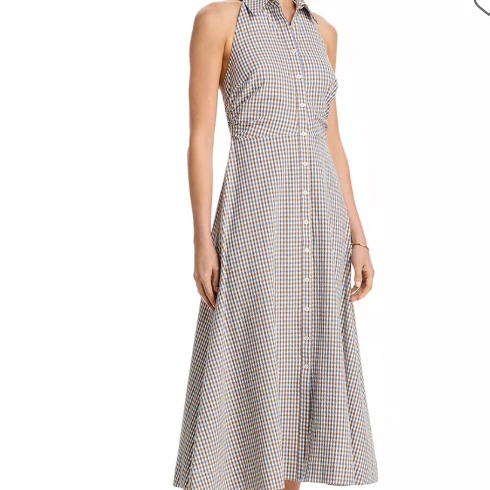 Veronica Beard Mackey Gingham Halter Dress